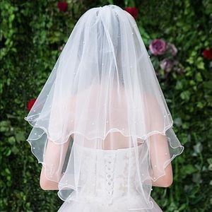 2 Layers Fingertip Length Wedding Veil and Tiaras